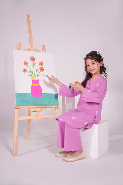 2PC Kids Embroidered Dress - EL3