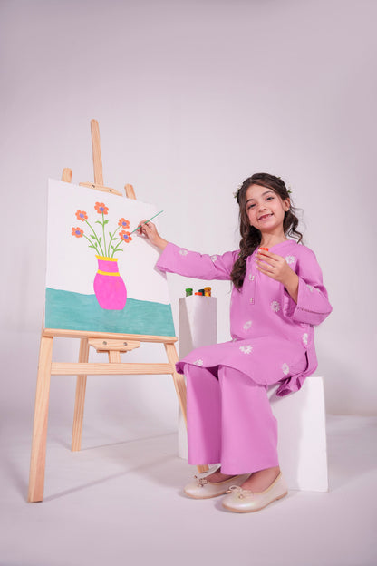 2PC Kids Embroidered Dress - EL3