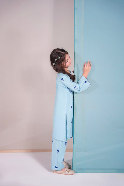 2PC Kids Embroidered Dress - ESB5