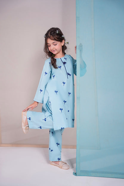 2PC Kids Embroidered Dress - ESB5
