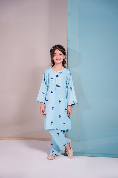 2PC Kids Embroidered Dress - ESB5