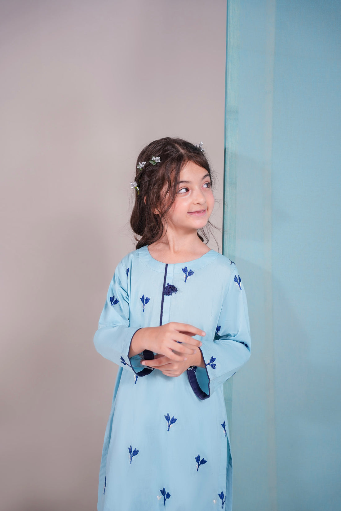 2PC Kids Embroidered Dress - ESB5