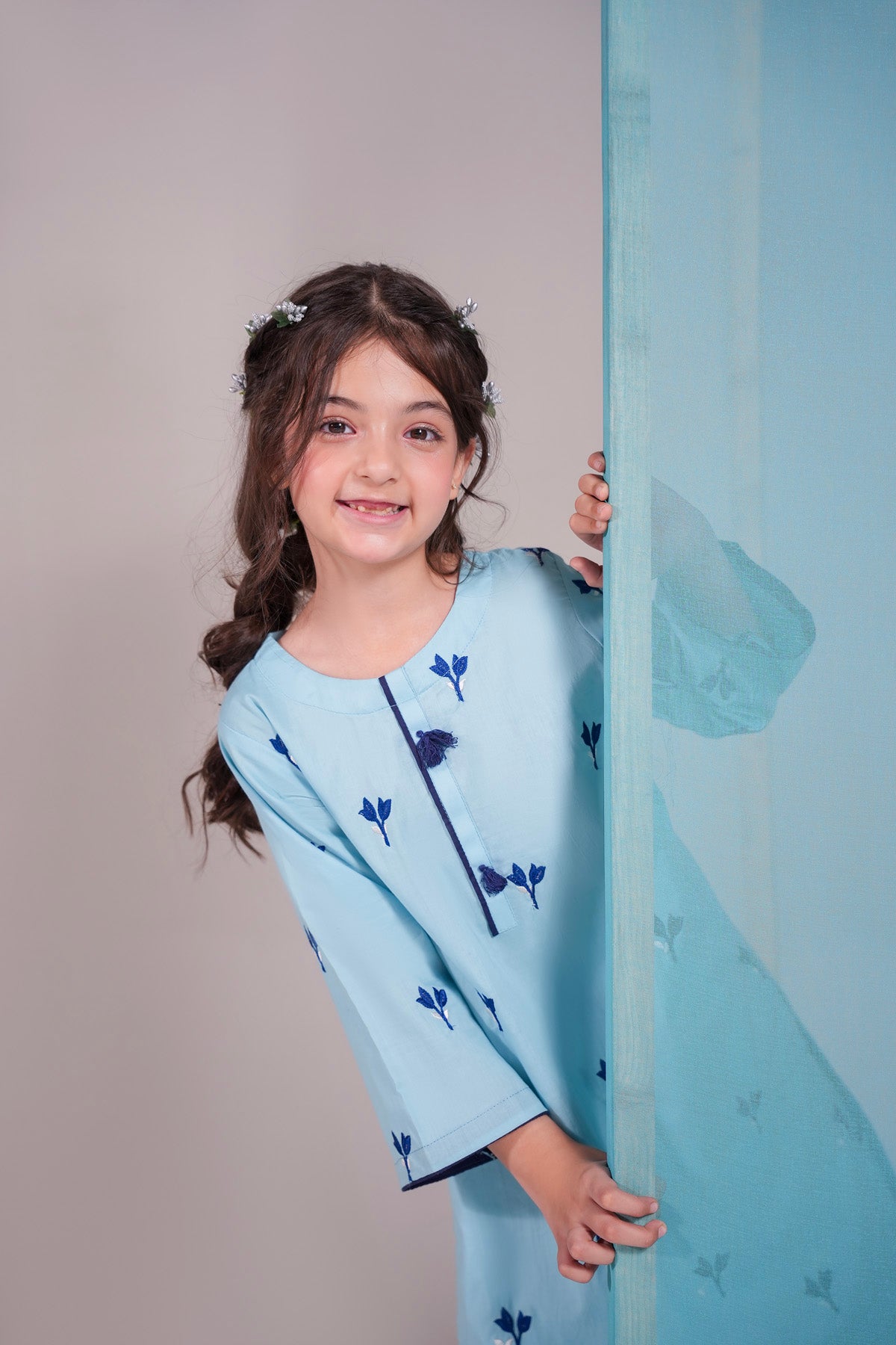 2PC Kids Embroidered Dress - ESB5