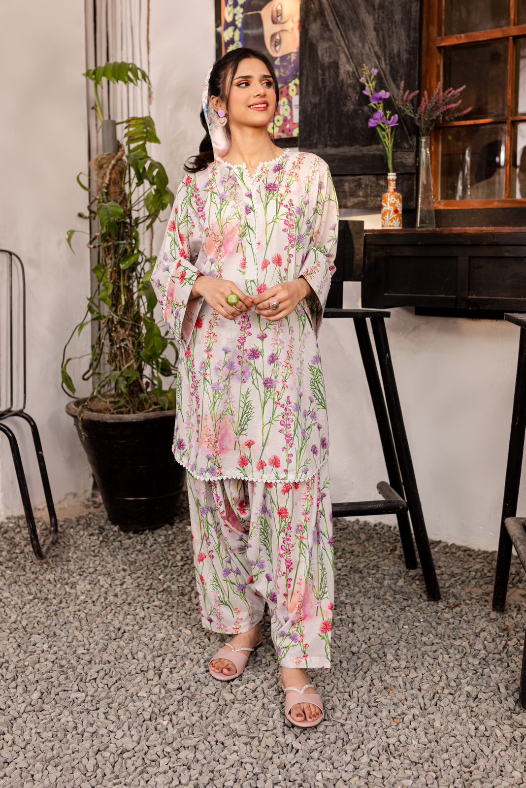 Stitched 2PC Lawn Suit - PRT027