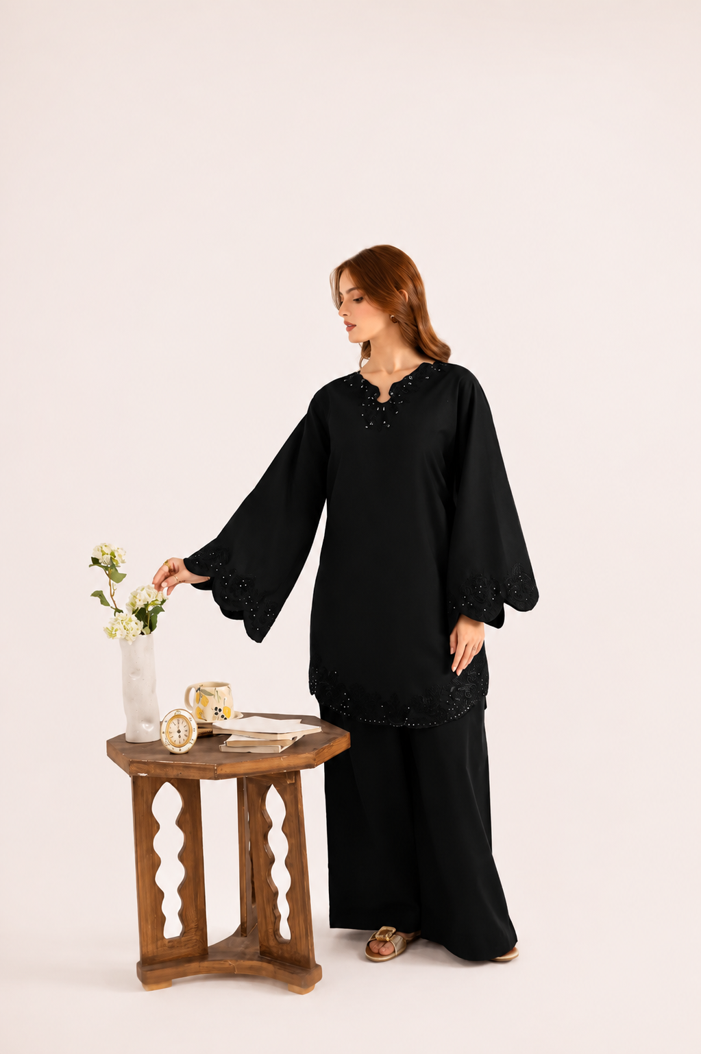 2PC Summer Embroidered Dress - 1208