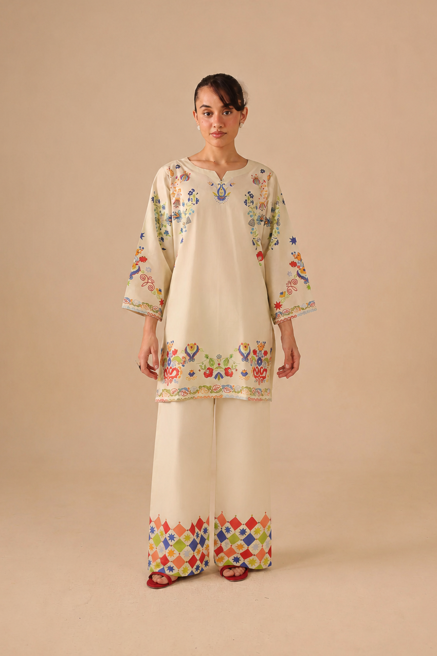 2PC Summer Lawn Dress - 44250