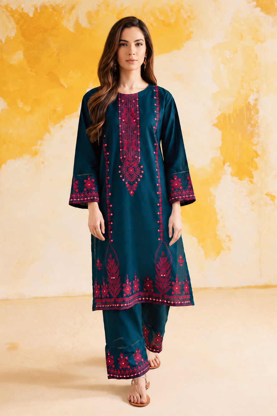 2PC Summer Embroidered Dress - 1105