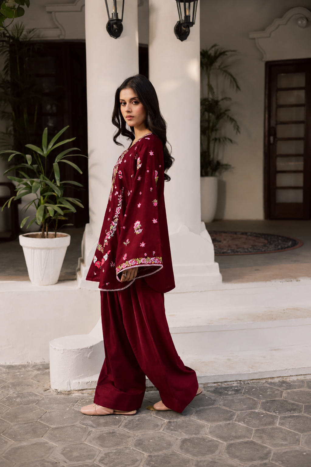 2PC Summer Embroidered Dress - 1213