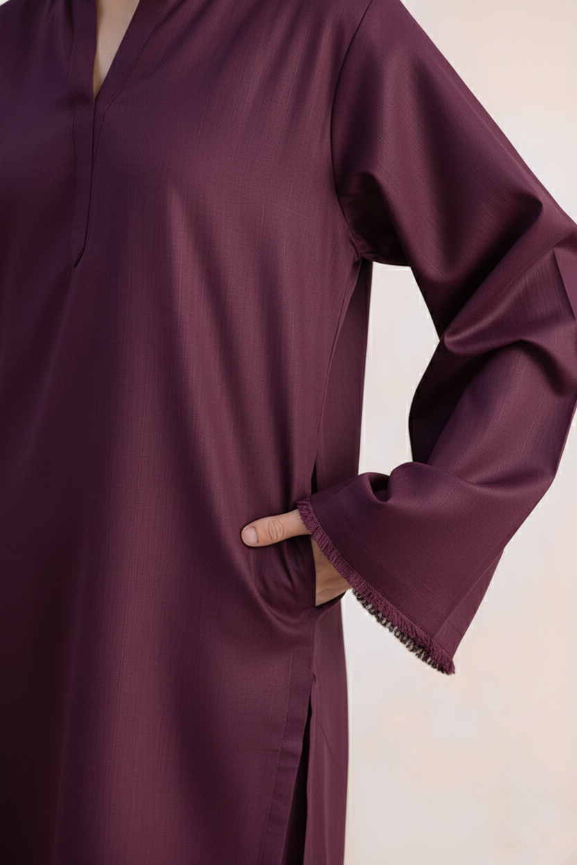 2PC Embroidered Khaddar MSK 05- Dark Plum