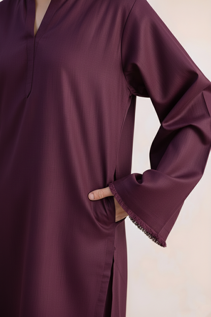2PC Embroidered Khaddar MSK 05- Dark Plum