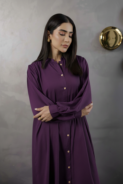 Solid 2PC Dress - SP-05 Dark Plum