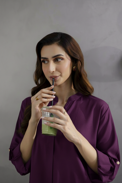 Solid 2PC Dress - SP-01 Dark Plum