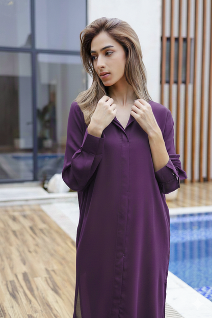 Solid 2PC Dress - SP-02 Dark Plum