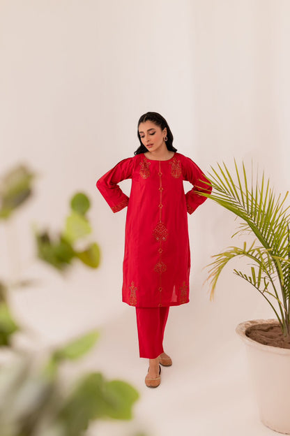 2PC Embroidered Dress -ERF02