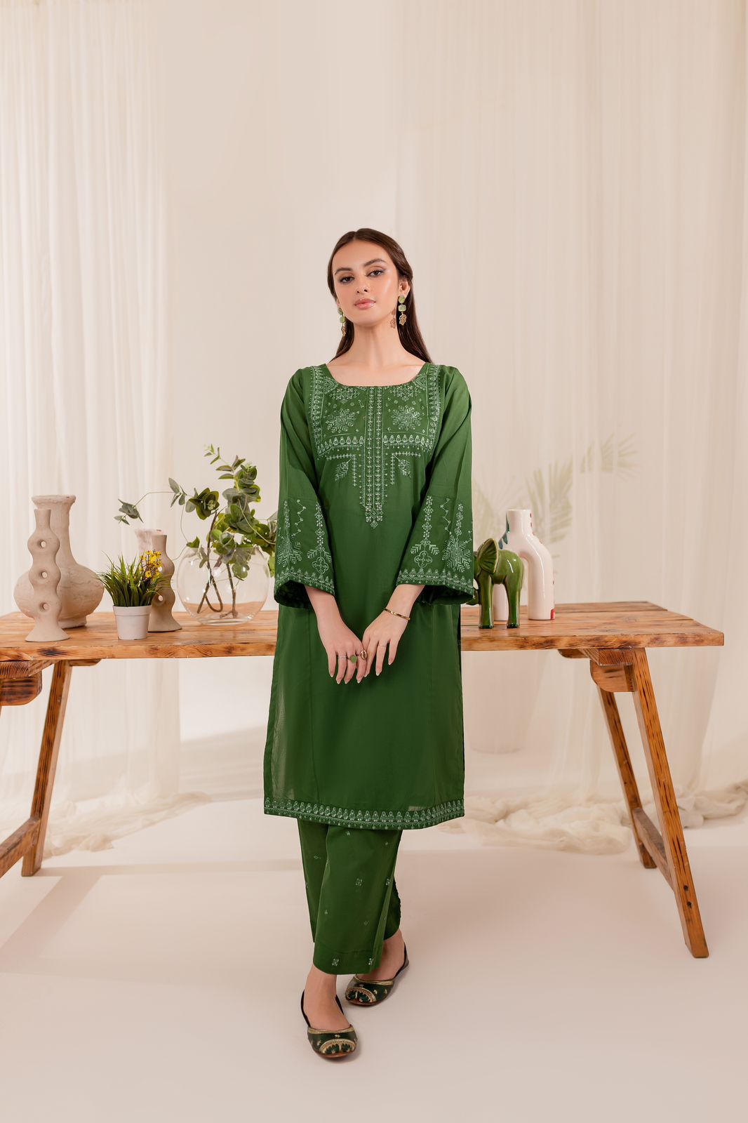 2PC Winters Embroidered Dress- EG05