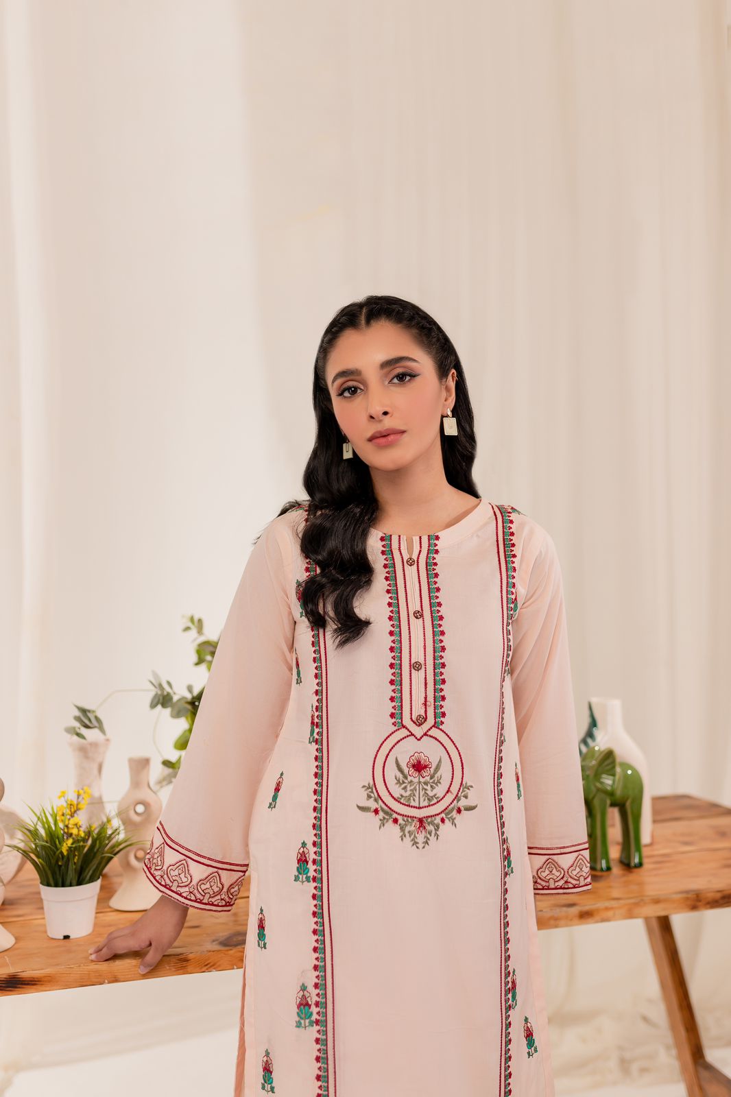 2PC Embroidered Dress- EP06