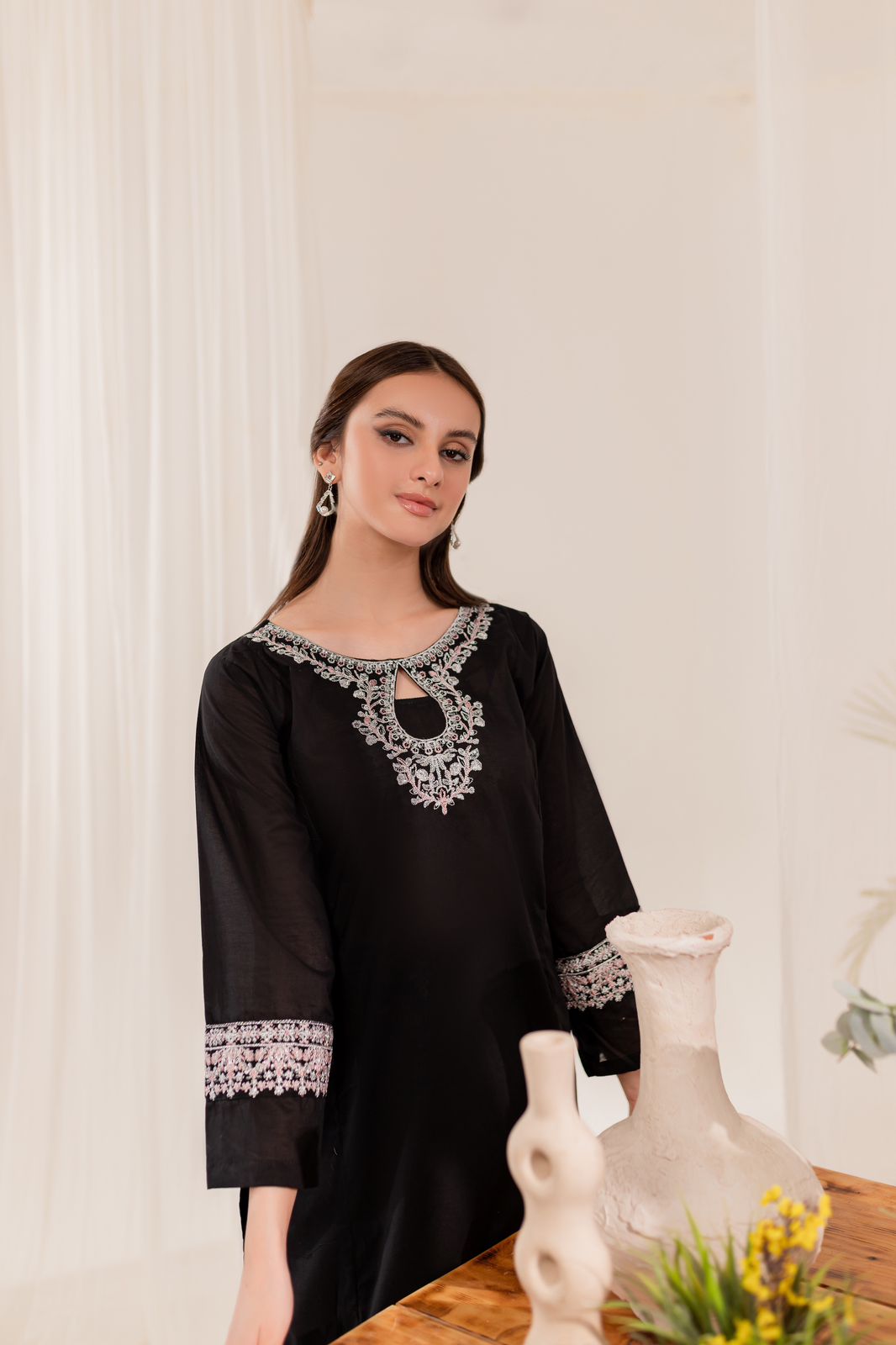 2PC Embroidered Dress- EB07