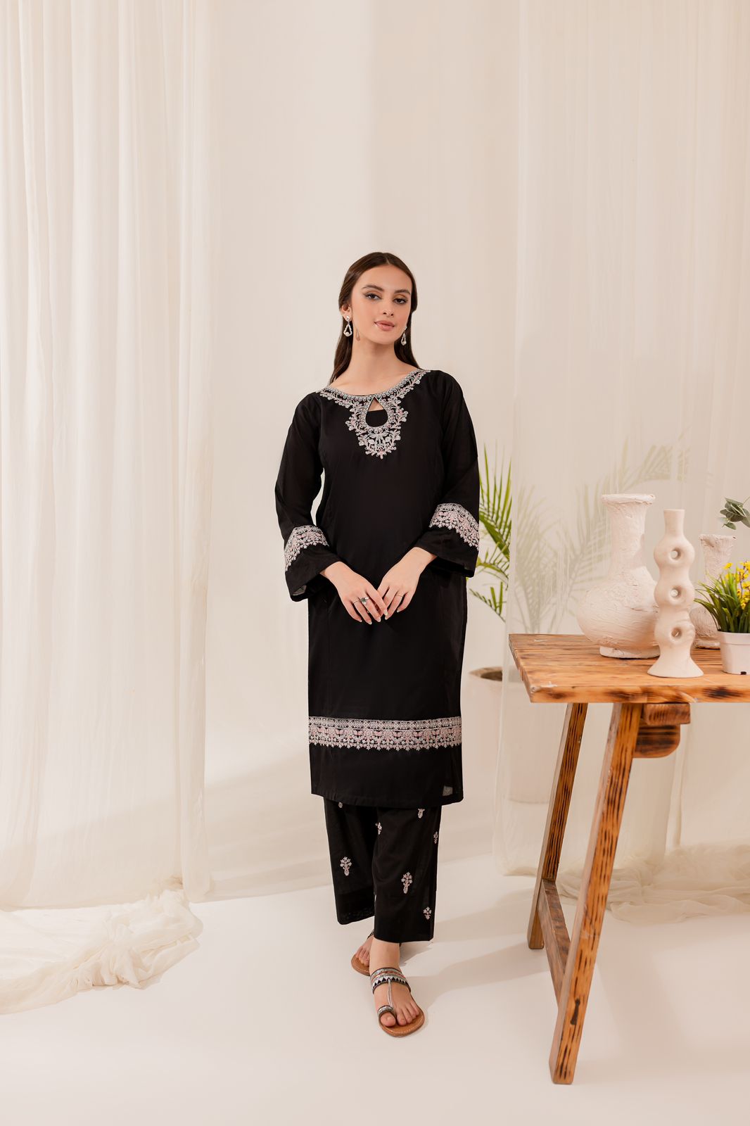 2PC Lawn Embroidered Dress- EB07