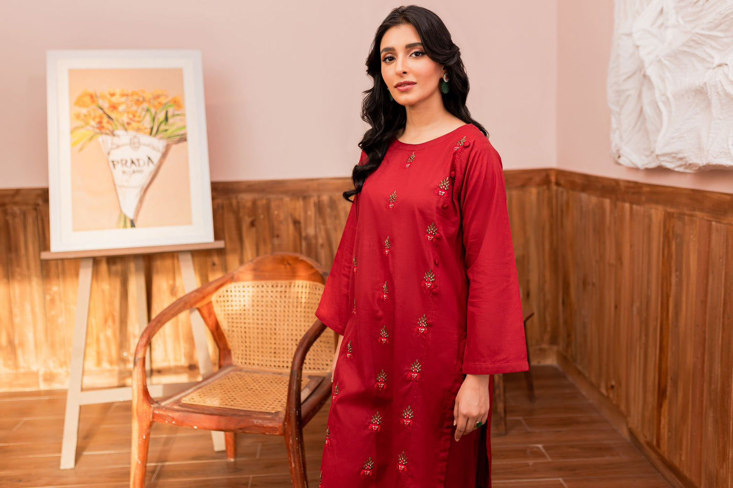 2PC Embroidered Dress- EMB14