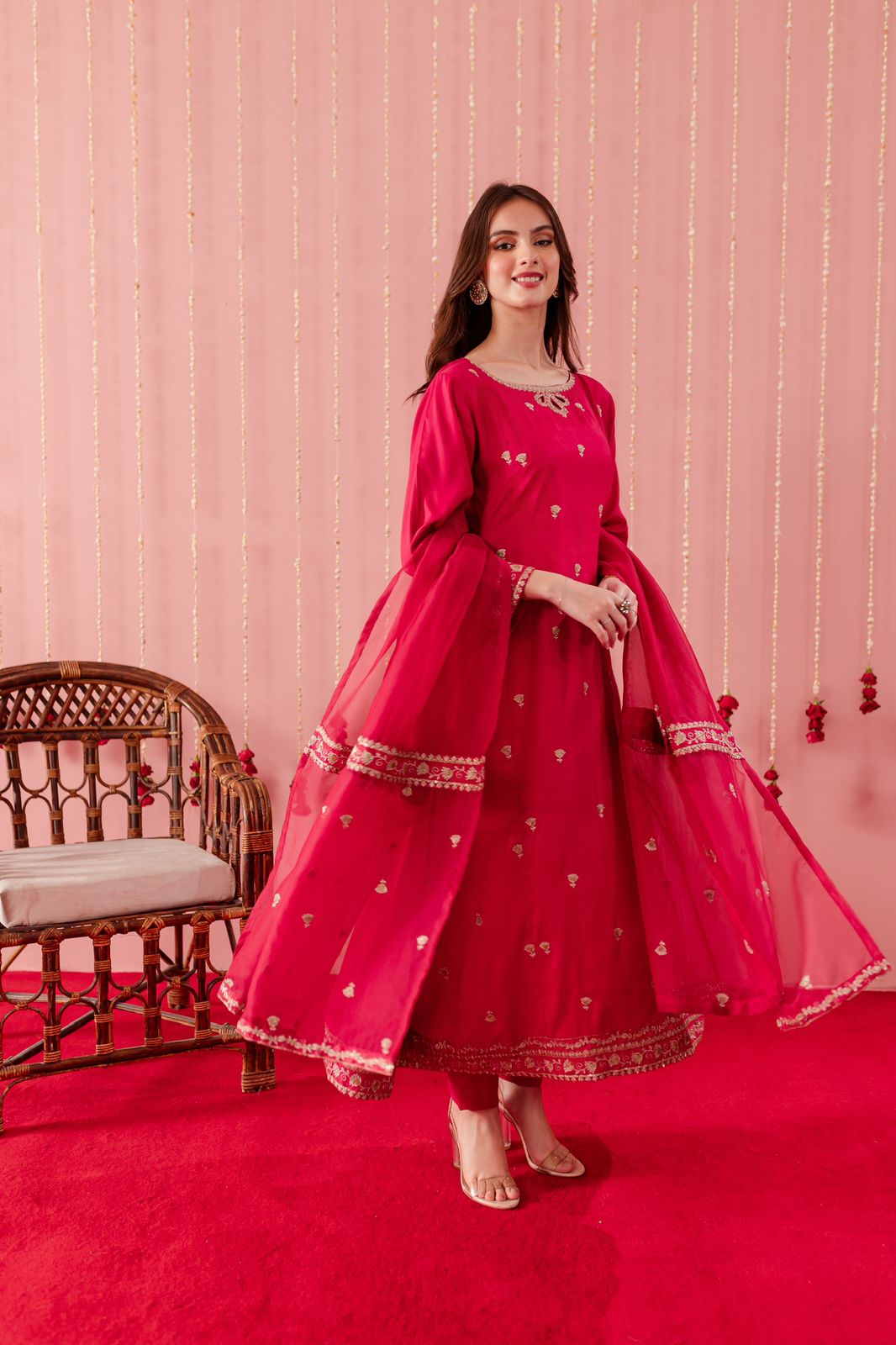 Raw Silk Embroidered Dress - SP02