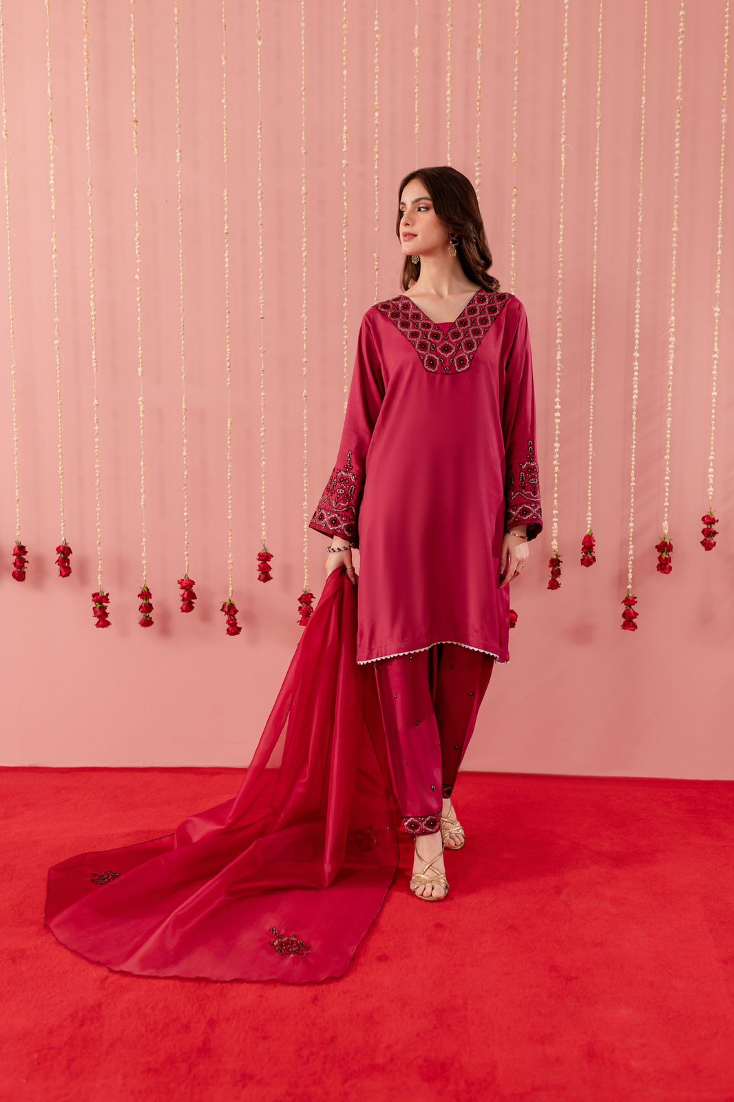 Raw Silk Embroidered Dress - R5