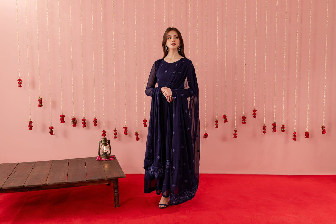 Embroidered Chiffon Dress - NB02