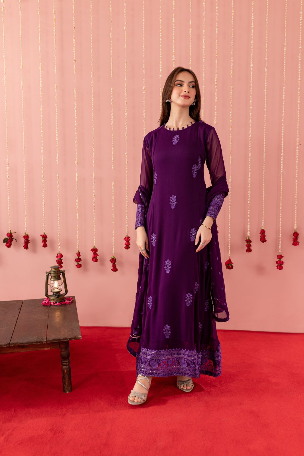 Chiffon Embroidered Dress - P05