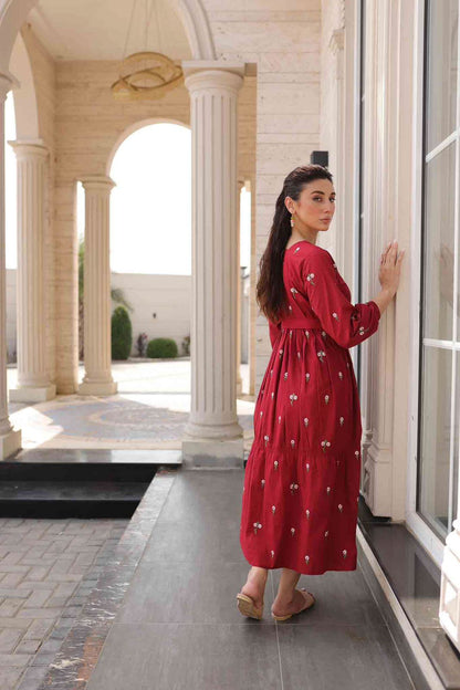 Embroidered Maxi Dress - Apple