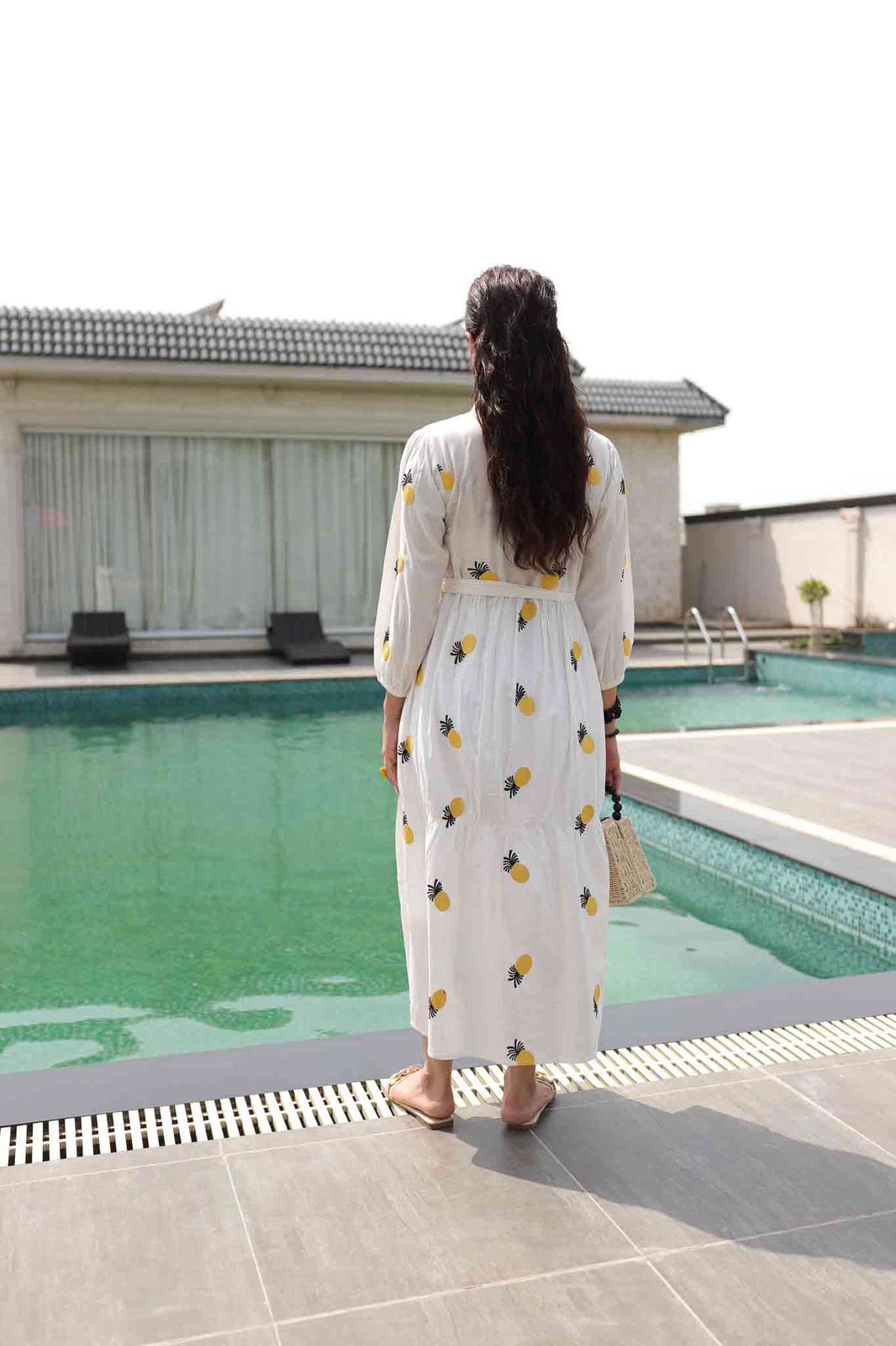 Embroidered Maxi Dress - Pineapple