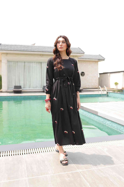 Embroidered Maxi Dress - Spade