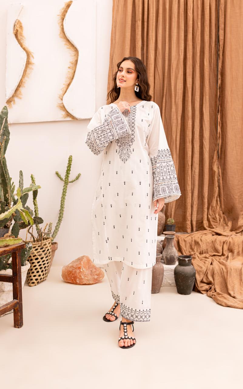 Lawn 2PC Embroidered Dress- 1046