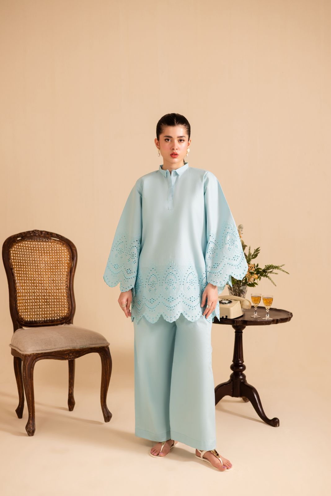 Schiffli Embroidered Co-Ord - 1152