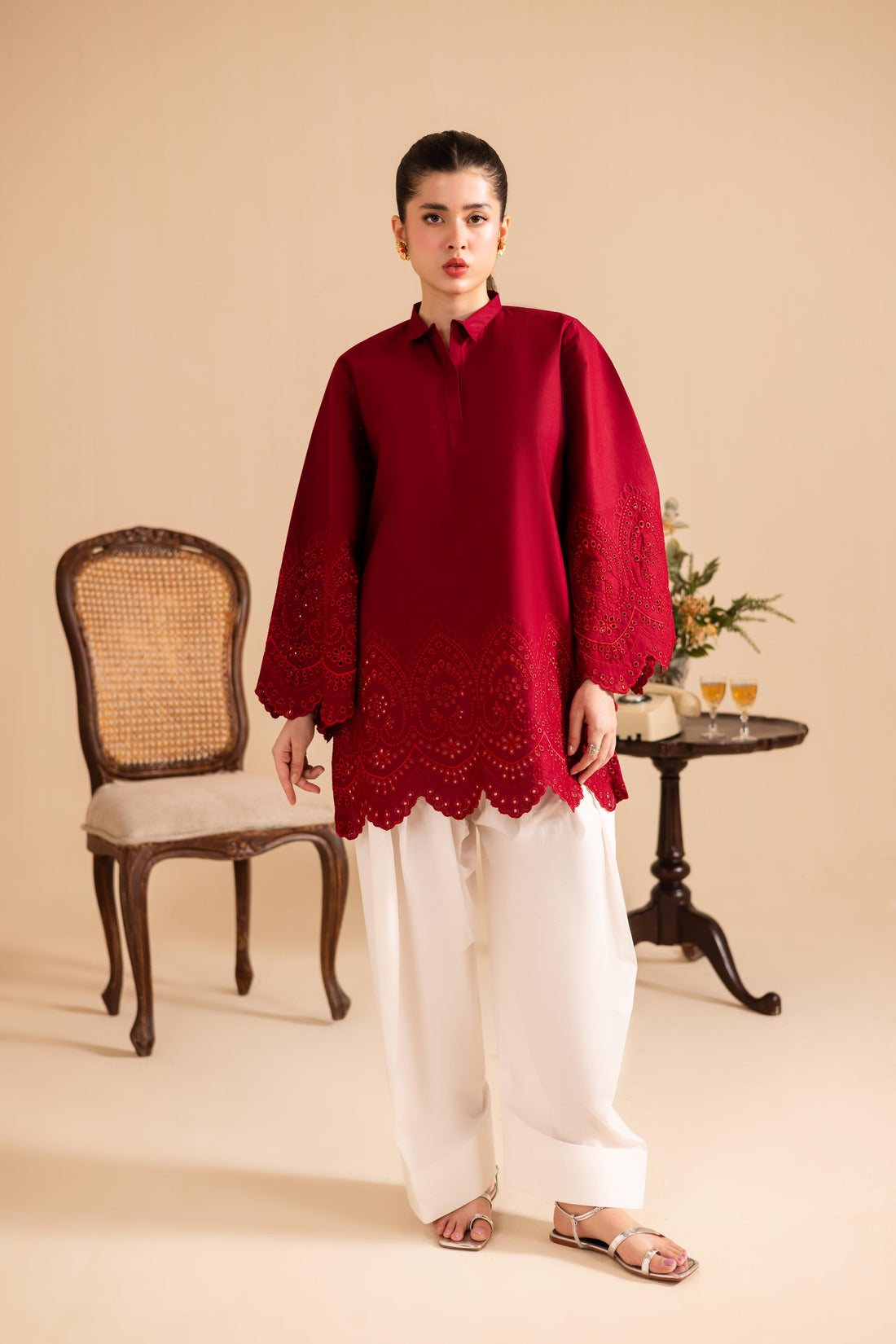 Schiffli Embroidered Co-Ord - 1147