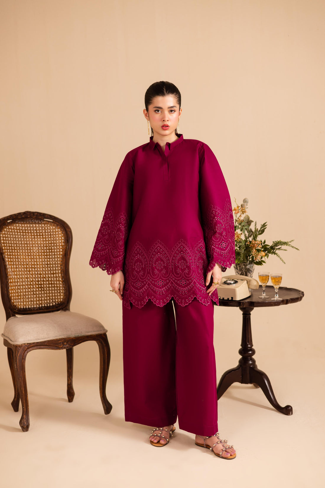 Schiffli Embroidered Co-Ord - 1149