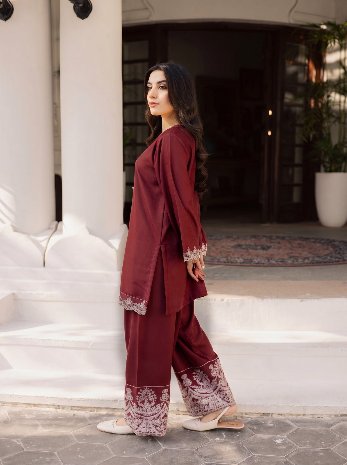 2PC Summer Embroidered Dress - 1218