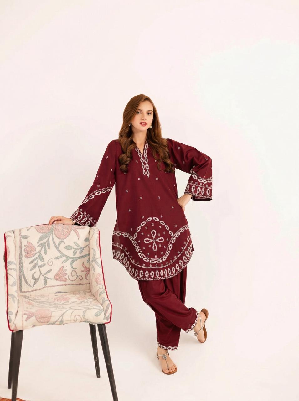 2PC Summer Embroidered Dress - 1226