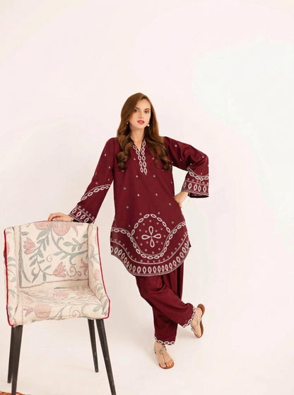 2PC Summer Embroidered Dress - 1226