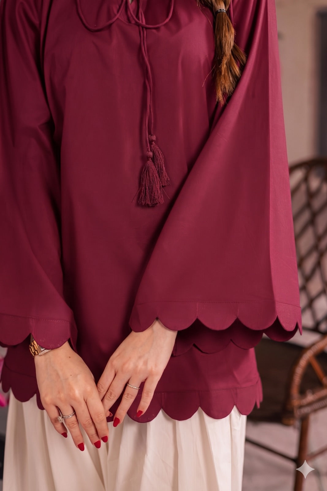 1PC Scallop Kurti - 02 Lavender