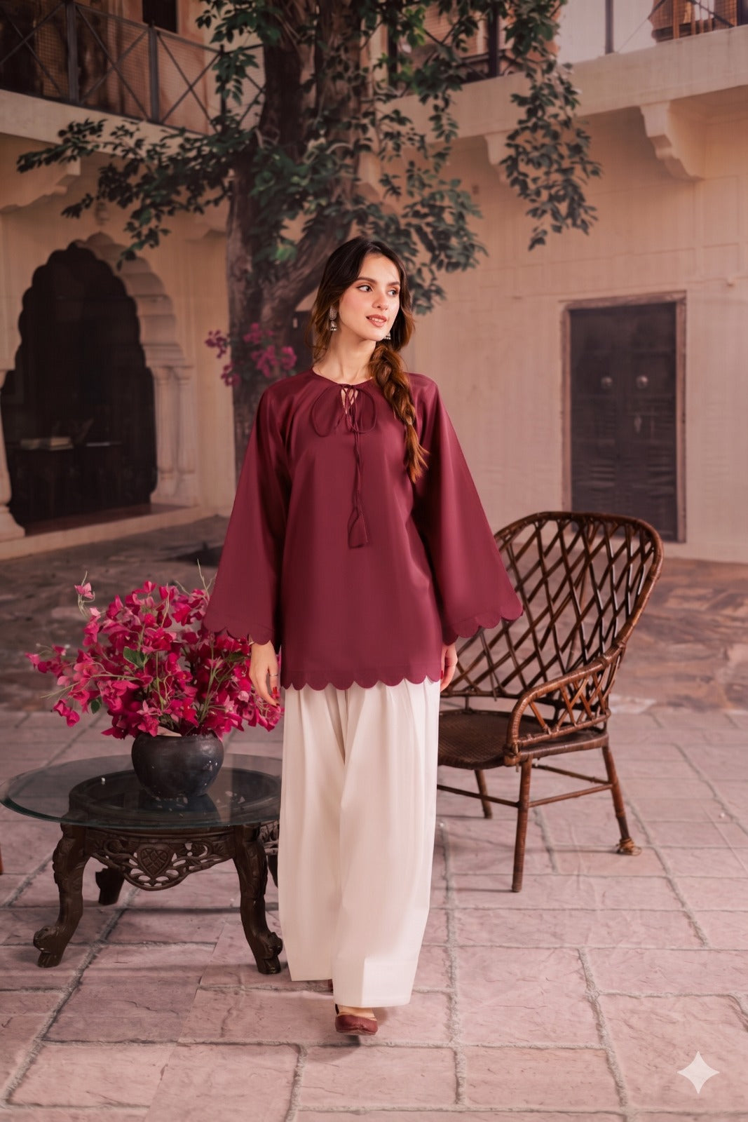 1PC Scallop Kurti - 02 Lavender