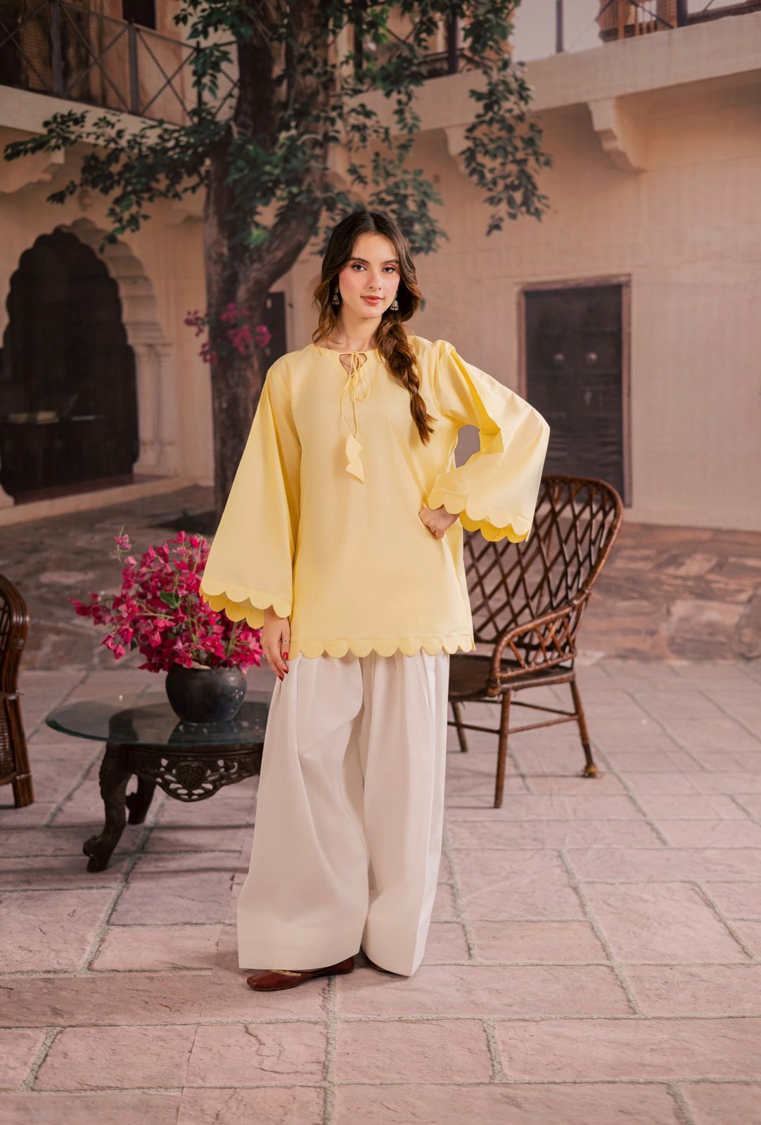 1PC Scallop Kurti - 04 Butter Yellow