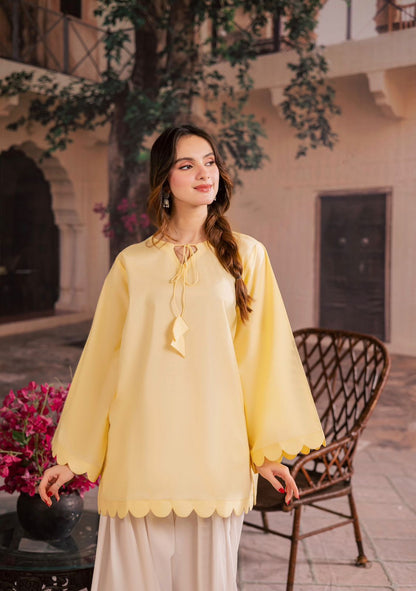 1PC Scallop Kurti - 04 Butter Yellow