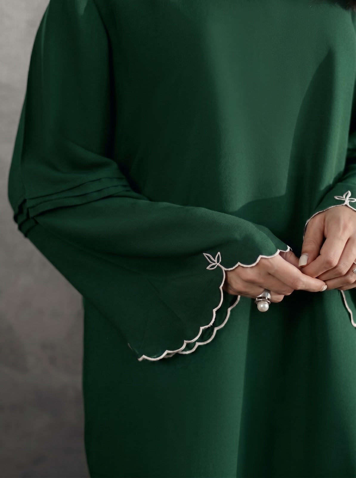 Embroidered Solid 2PC Dress - SP-04 Emerald Green