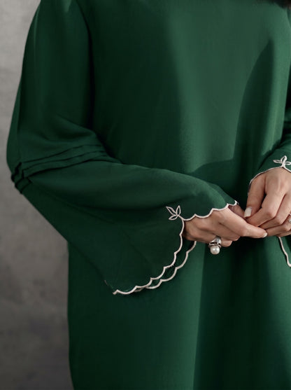 Embroidered Solid 2PC Dress - SP-04 Emerald Green