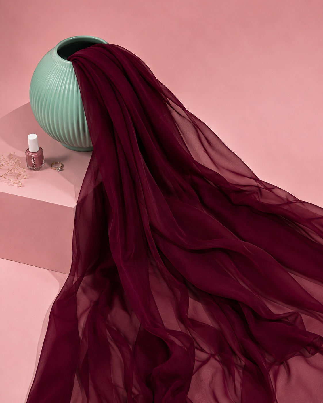 Dyed Chiffon Duppata - Maroon