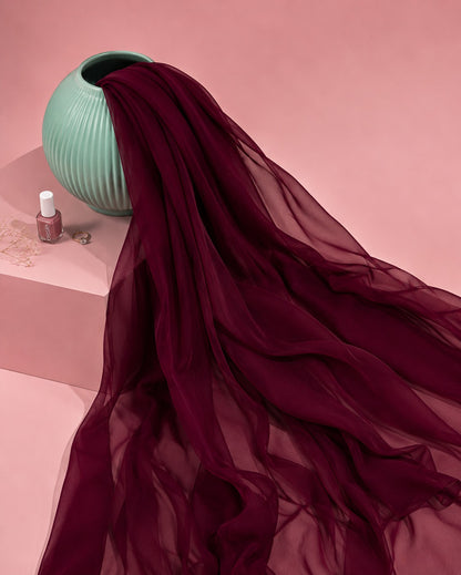 Dyed Chiffon Duppata - Maroon