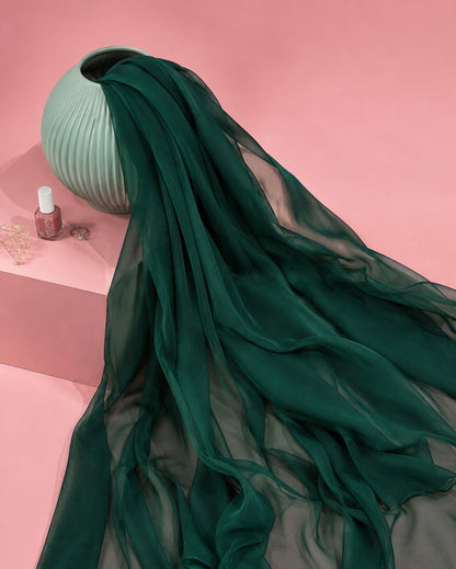 Dyed Chiffon Duppata - Emerald green