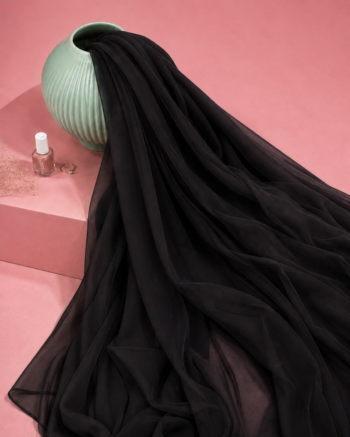 Dyed Chiffon Duppata - Black