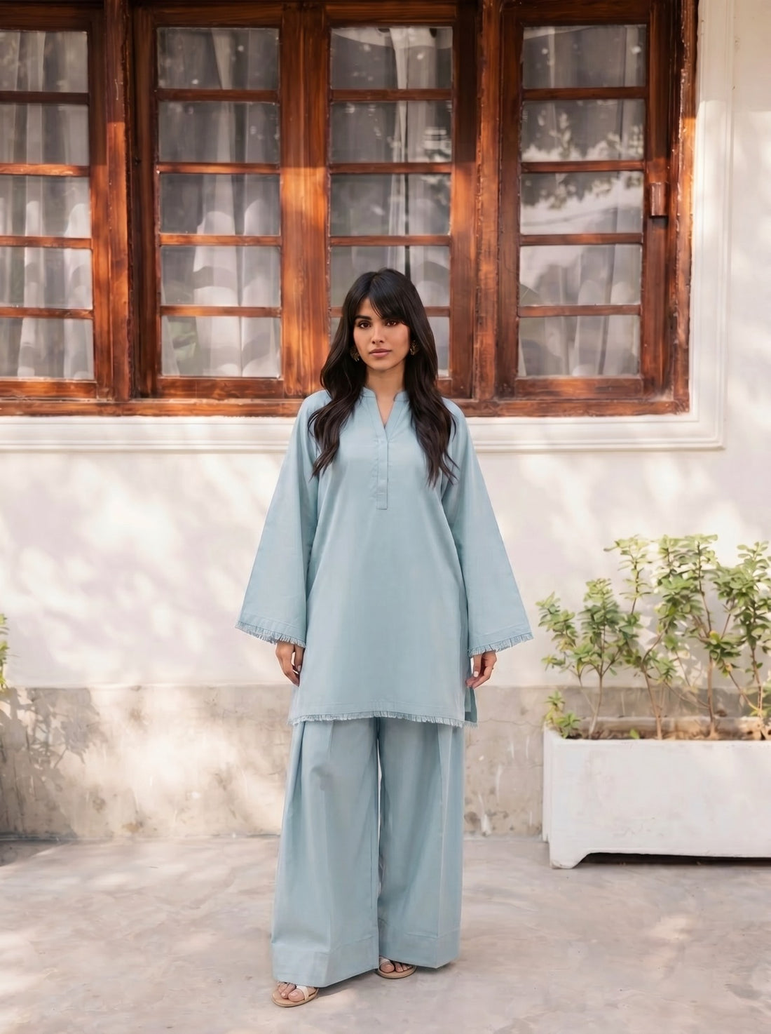 2 PC Lawn Solid FSK 03 – Sky Blue