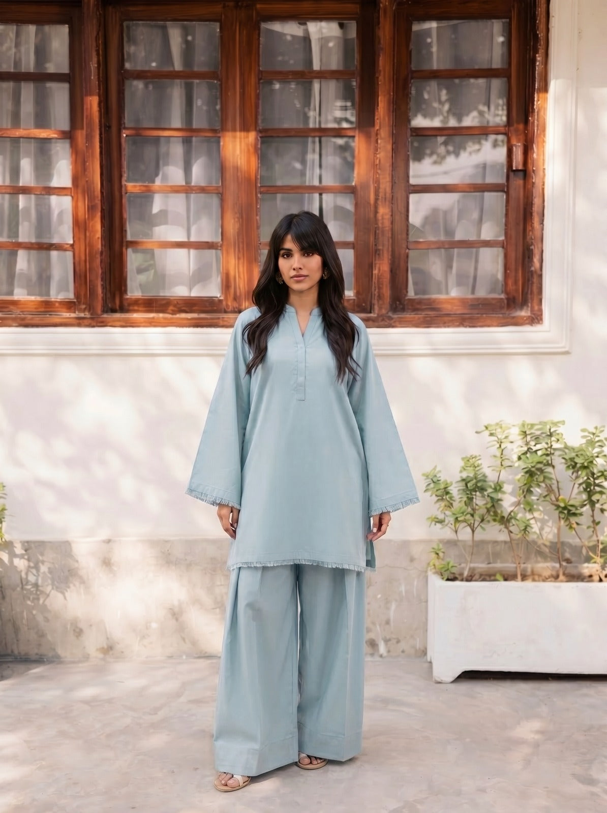 2 PC Lawn Solid FSK 03 – Sky Blue