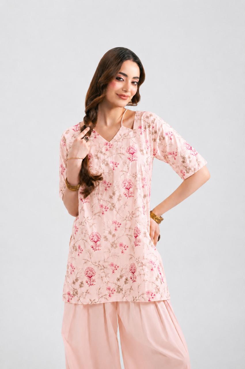 2PC Summer Embroidered Dress - 1350